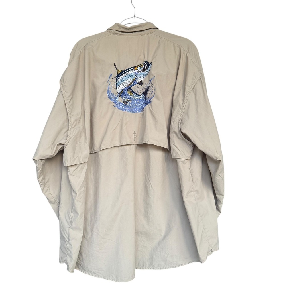 LRD Performance Shirt Mens 3XL Beige Long Sleeve Fishing Tarpon Embroidered